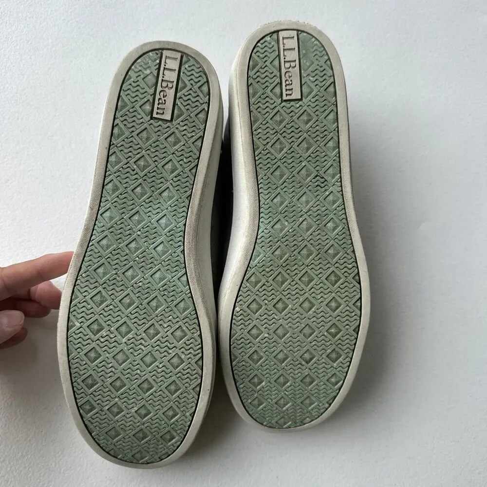 L.L.Bean Eco Bay Women’s Size 8 M Oxford Classic Sage Leather Lace-Up Shoes